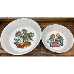 Vtg Raggedy Ann/Andy Melamine 2 Bowls 1969 Bobbs-Merrill Company Oneida Deluxe